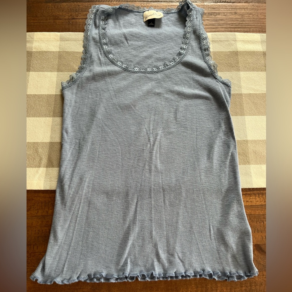 Women's Rib Lace Tank Top - Universal Thread™ Blue L